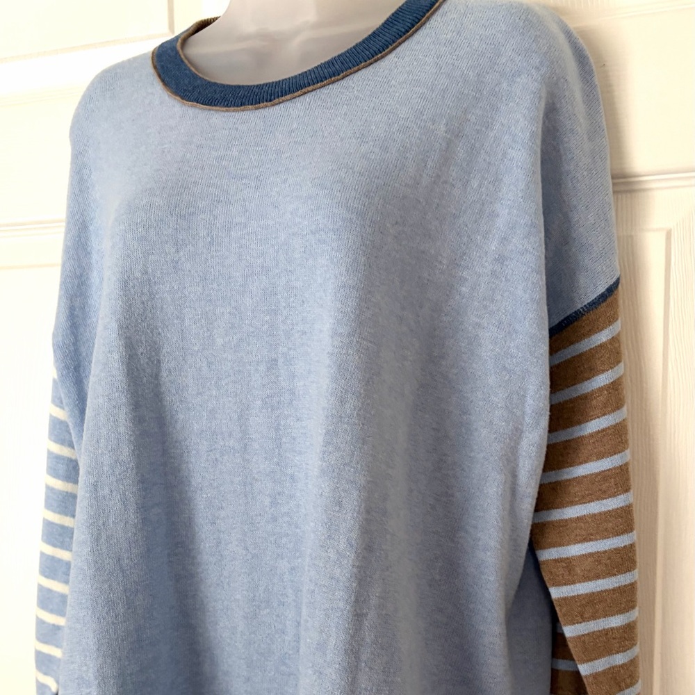 ZAKET & PLOVER Crew Neck Stripe Colorblock Cashmere Blend Sweater Womens Large - Picture 6 of 13